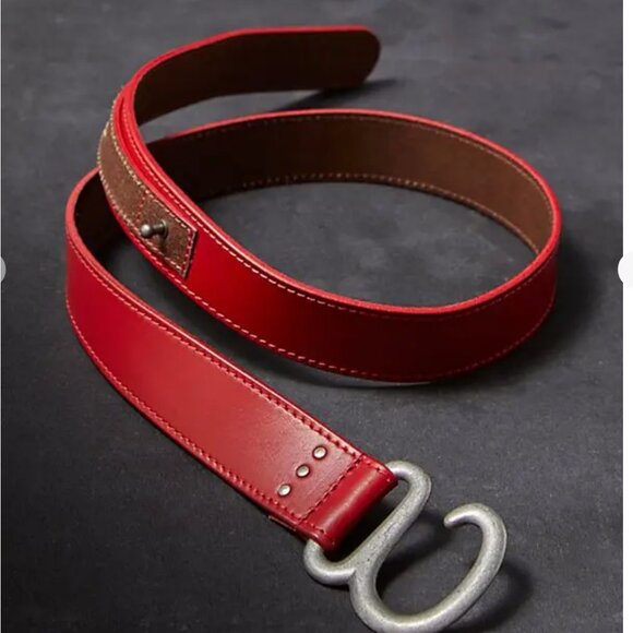 Elegant Red Leather Belt - Picture 1 of 4